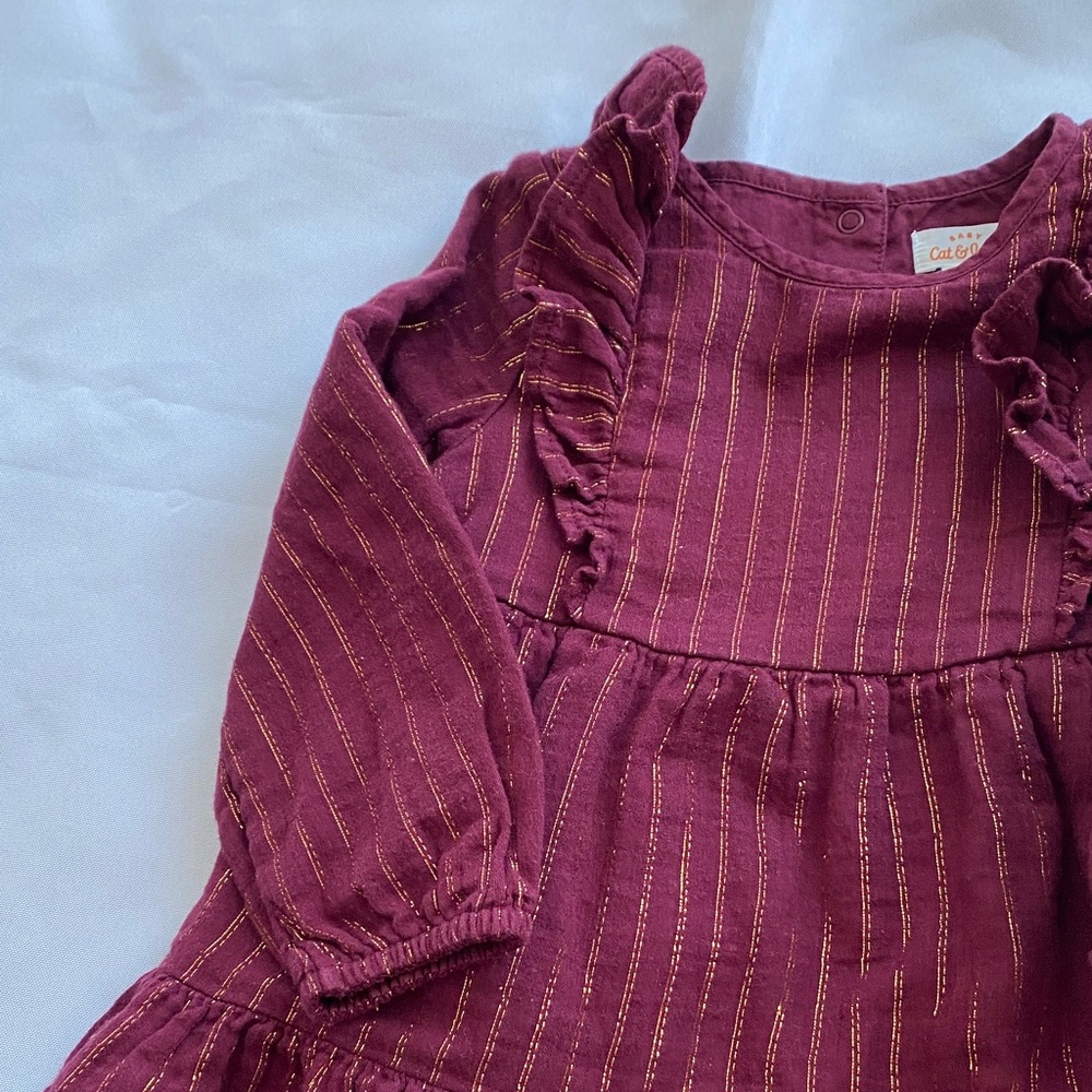 Cat & Jack Burgundy and Teal Toddler Dresses with Glitter 18 Months 4 pieces - Picture 2 of 13
